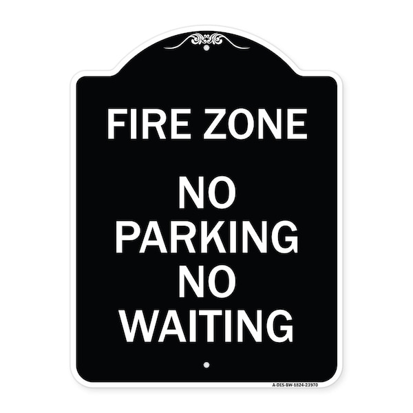 Signmission Fire Zone No Parking No Waiting Heavy-Gauge Aluminum Architectural Sign, 24" x 18", BW-1824-23970 A-DES-BW-1824-23970 - main